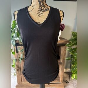 White House Black Market Black Tank Top with Side Ruching. Size Small. NWT.